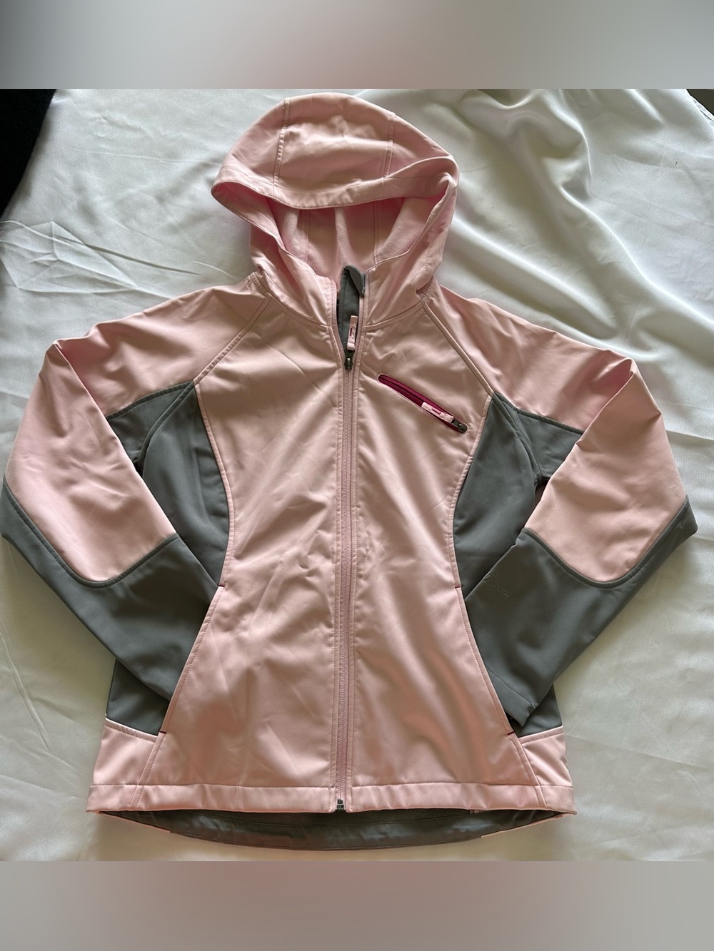 Women's Pink and Gray Hooded Ski Jacket